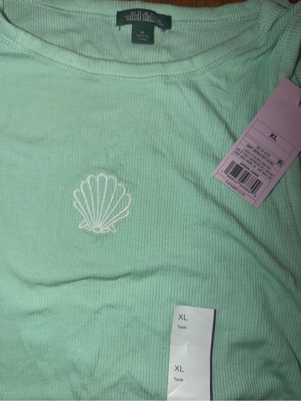 *new* Wild Fable Mint Shell-Embroidered Ribbed Tank - Picture 4 of 7